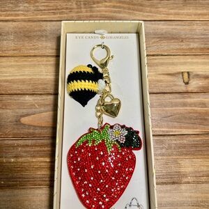 Eye Candy Strawberry & Bee Purse Charm
